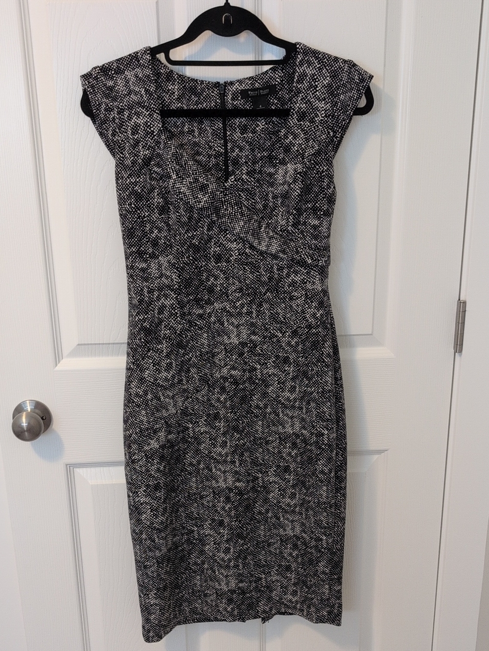 White House Black Market Black and White Patterned Sheath Dress